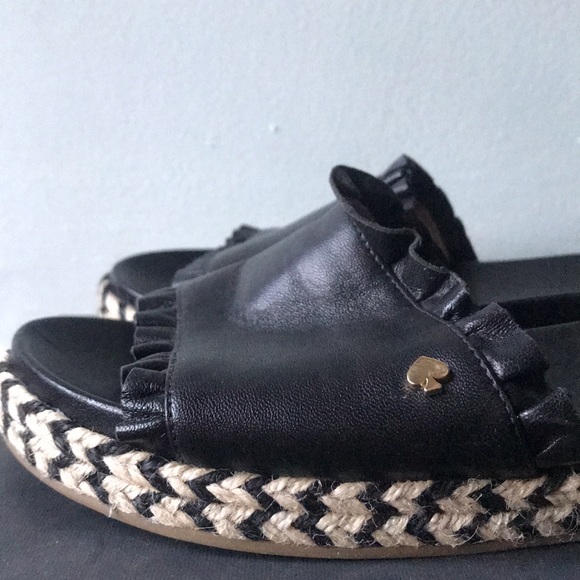 Kate Spade Zahara black espadrille slides size 6.5 - Picture 5 of 11